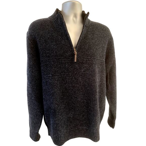 PENDLETON Men's Charcoal Large 1/4 Zip Washable Wool Pullover Front Pattern - Picture 10 of 10